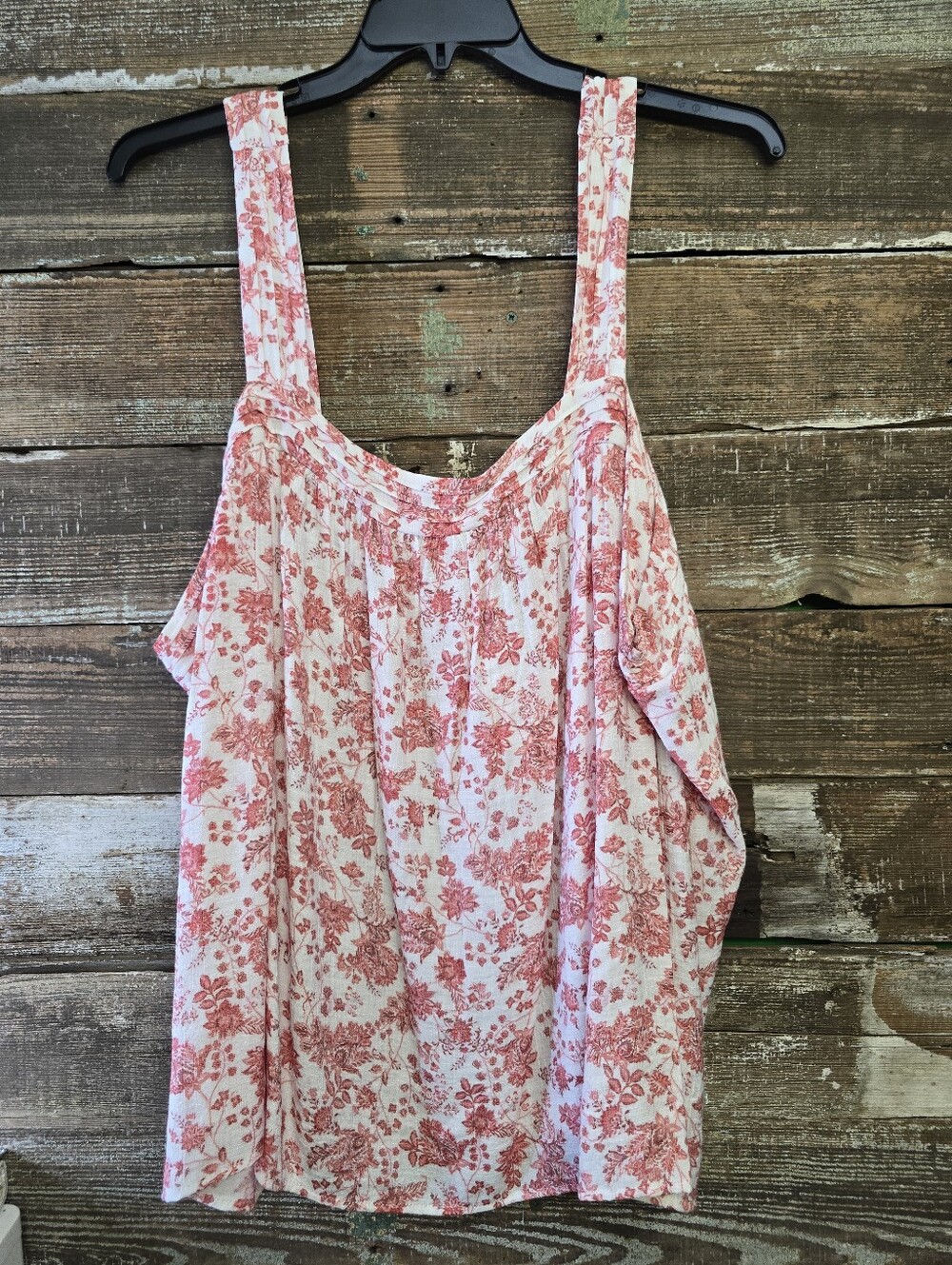 Wonderly Women’s Pink Floral Cold-Shoulder Tank Top, Size 4X, NWT